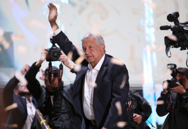 Andres Manuel Lopez Obrador gestures as he addresses supporters in Mexico City, Mexico, July 1, 2018 Andres Manuel Lopez Obrador