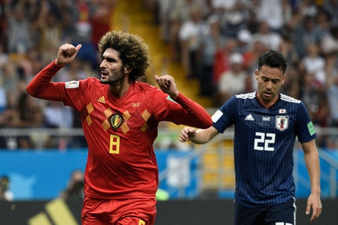 Manchester United's Fellaini equalised for Belgium against Japan on Monday. Fellaini Belgium World Cup 2018