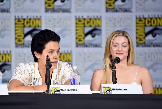Cole Sprouse (L) and Lili Reinhart attend 'Riverdale' special video presentation and Q A during Comic-Con International 2017 at San Diego Convention Center. Lili Reinhart Cole Sprouse