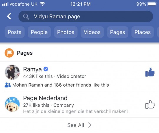 The Facebook account of Vidyullekha Raman is hacked. Vidyullekha Raman
