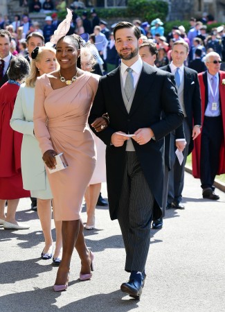 Serena Williams and her husband Alexis Ohanian arrive at St George's Chapel at Windsor Castle for the wedding of Meghan Markle and Prince Harry. Saturday May 19, 2018. Wilbledon champion Serena Williams at Meghan Markle's royal wedding