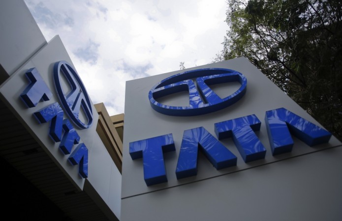 Tata Motors logos are seen at their flagship showroom Tata Motors logos are seen at their flagship showroom