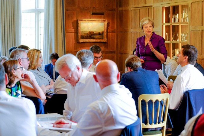 Britain's Prime Minister Theresa May commences a meeting with her cabinet to discuss the government's Brexit plans at Chequers Britain's Prime Minister Theresa May commences a meeting with her cabinet