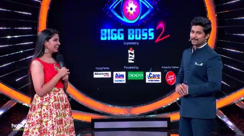 Shyamala with host Nani on Bigg Boss Telugu 2 Shyamala with host Nani on Bigg Boss Telugu 2