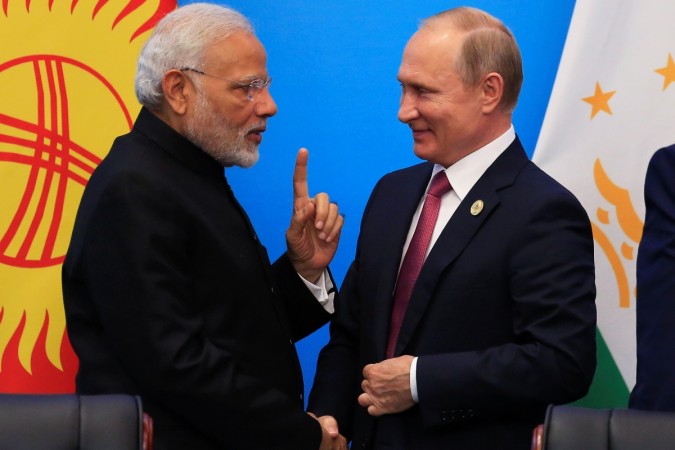 India's Prime Minister Narendra Modi and Russia's President Vladimir Putin. Modi Putin