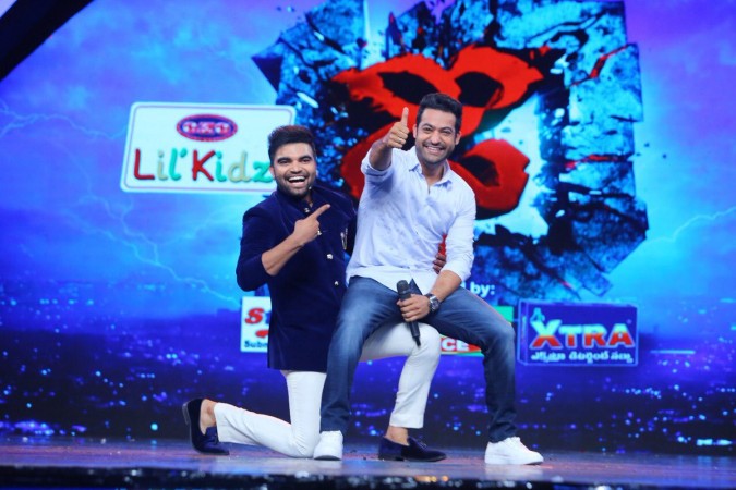Jr NTR with Pradeep Machiraju on Dhee 10 grand finale Jr NTR with Pradeep Machiraju on Dhee 10 grand finale