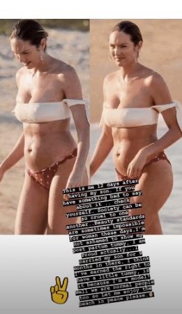 Candice Swanepoel hit the beach in Vitoria, Brazil in her bikini just 12 days after giving birth to baby Candice Swanepoel
