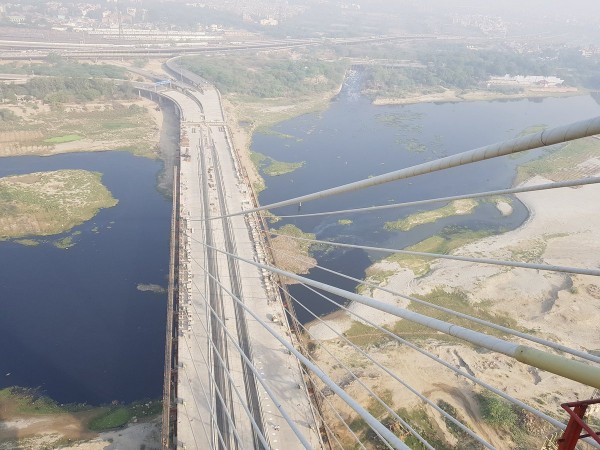 The view from the top of the Signature Bridge Delhi's Signature Bridge