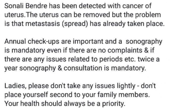 Sonali Bendre cancer treatment