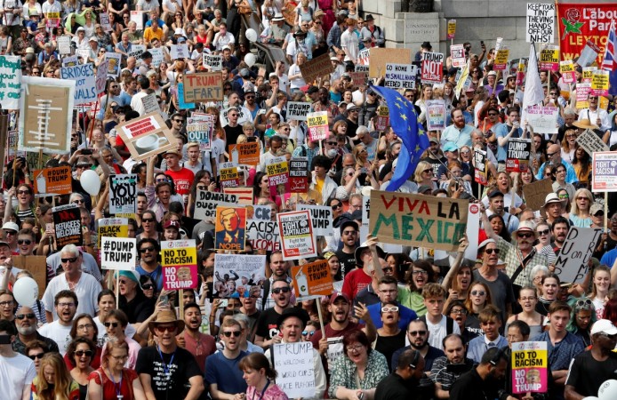 Demonstrators protest against the visit of U.S. President Donald Trump, in central London, Demonstrators protest against the visit of U.S. President Donald Trump, in central London,