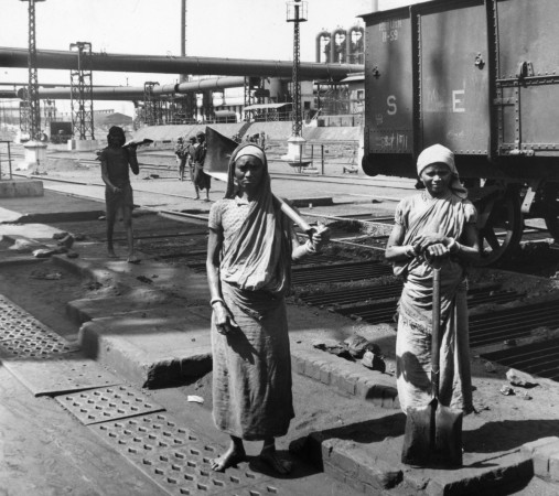 Women workers at a steel mill at Jamshedpur in 1957. Women workers at a steel mill at Jamshedpur in 1957.