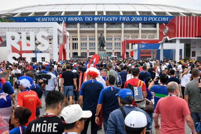 Fans entering the Luzhniki Stadium ahead of the World Cup final. Moscow Fifa World Cup