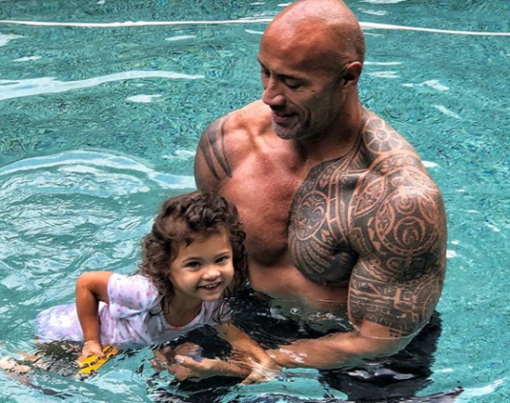 Dwayne Johnson with his 2-year-old daughter Jasmine Lia. dwanye johnson daughter