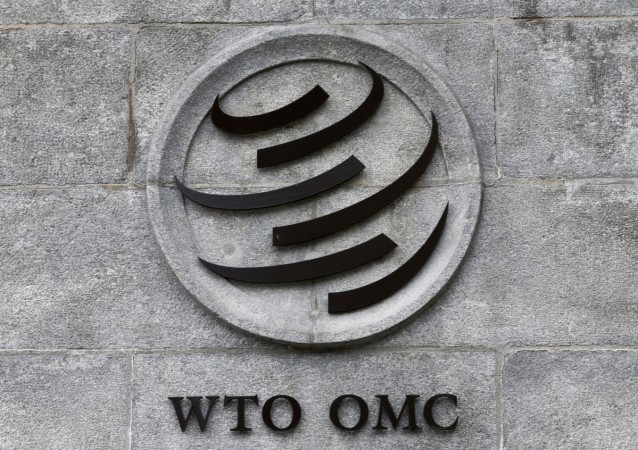 A World Trade Organization (WTO) logo is pictured on their headquarters in Geneva, Switzerland, WTO Logo