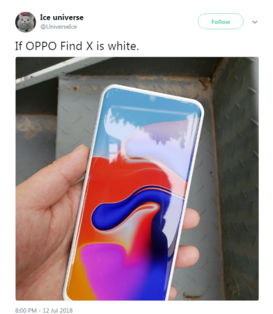 Oppo Find X in white Oppo Find X in white