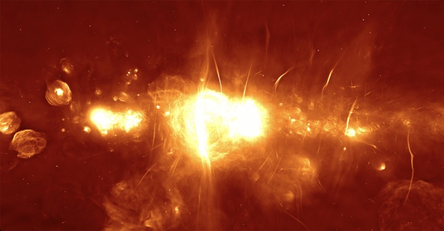 This image, based on observations made with South Africa's MeerKAT radio telescope, shows the clearest view yet of the central regions of our galaxy. Milky Way's centre
