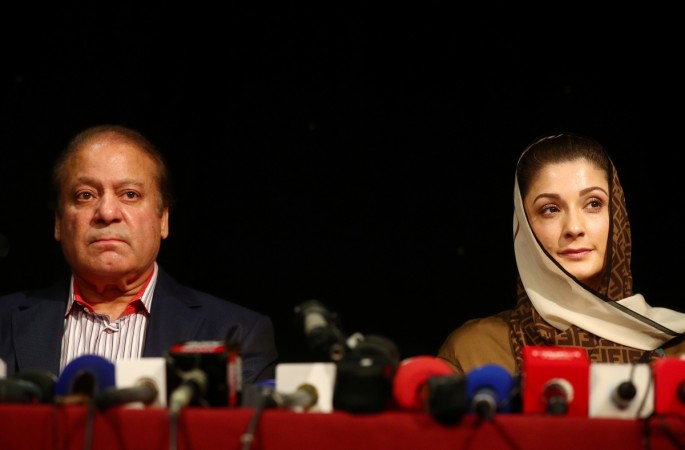 Ousted Prime Minister of Pakistan, Nawaz Sharif, appears with his daughter Maryam, at a news conference at a hotel in London, Britain July 11, 2018. nawaz Sharif