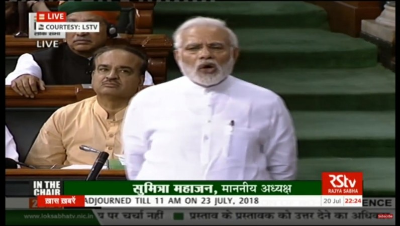 Prime Minister Narendra Modi addresses in Lok Sabha in New Delhi on July 20, 2018 Narendra Modi addresses in Lok Sabha