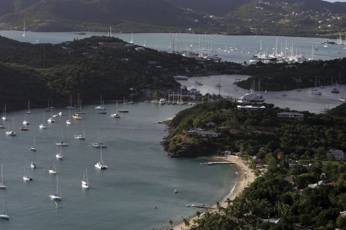 Boats sit at their anchors in Antigua Antigua