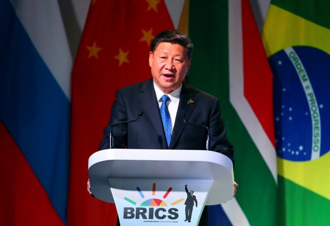 China's President Xi Jinping speaks at the BRICS Summit in Johannesburg, South Africa, July 25, 2018. Xi Jinping speaks at the BRICS Summit