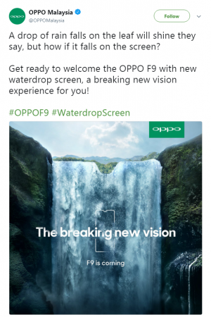  Oppo F9 teased in Malaysia "title =" Oppo F9 teased in Malaysia "width =" 614 "height =" auto "tw =" 614 "th =" 919 "/> 

<figcaption clbad=