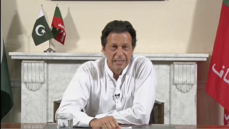 Pakistan Prime Minister Imran Khan Imran Khan gives a speech as he declares victory in the general election