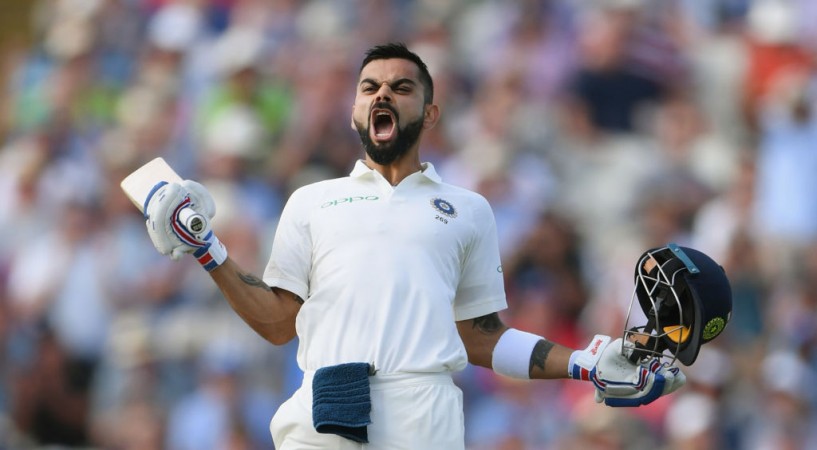 Virat Kohli celebrates after scoring his first Test century in England on August 2. Virat Kohli