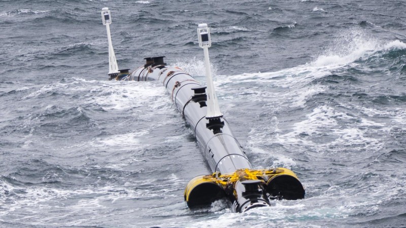 A section of the 2000-foot long array being tested in storm conditions The Ocean Cleanup