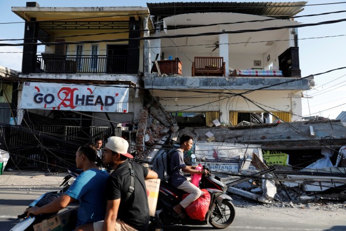 Aftermath of earthquake on Pemenang Indonesia earthquake