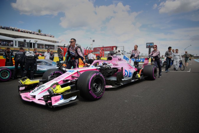 Force India team prepare on the grid before the Formula One Grand Prix of France at Circuit Paul Ricard on June 24, 2018 Force India team