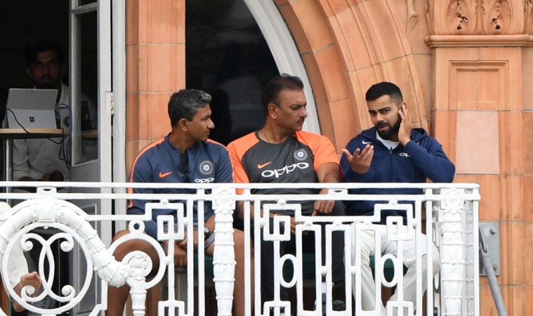 Batting coach Sanjay Bangar, head coach Ravi Shastri and captain Virat Kohli at Lord's. India vs England
