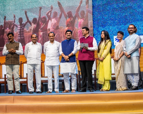 Aamir Khan, Kiran Rao and Devendra Fadnavis Aamir Khan, Kiran Rao and Devendra Fadnavis