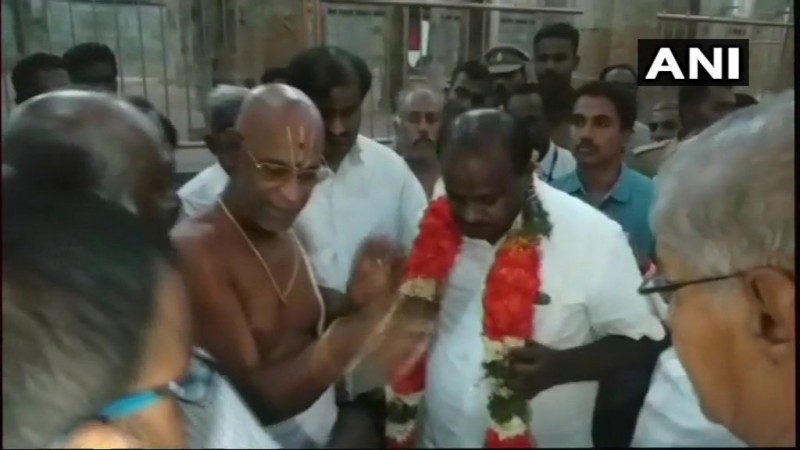 (Representational image) CM Kumaraswamy pictured inside a temple. Kumaraswamy temple