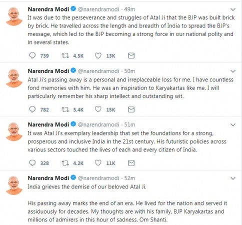 Modi tweet on Atal