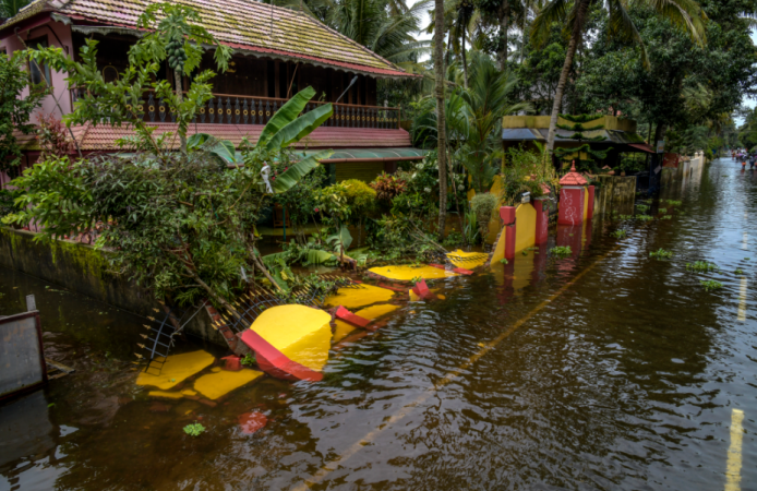 A broken house due to flood water in Chengannur on August 20, 2018 in Kerala, Kerala floods