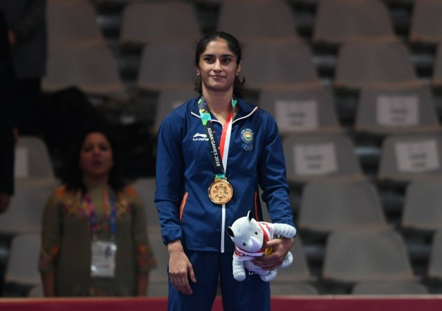 File photo of Vinesh Phogat at Asian Games medal ceremony. Vinesh Phogat