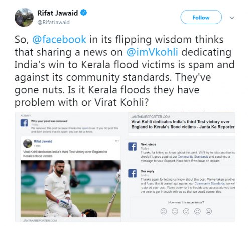 Facebook marking people's post as spam Facebook marking people's post as spam