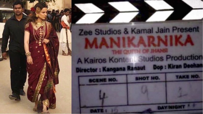 Manikarnika clapboard with Kangana Ranaut as Director. Manikarnika clapboard with Kangana Ranaut as Director.