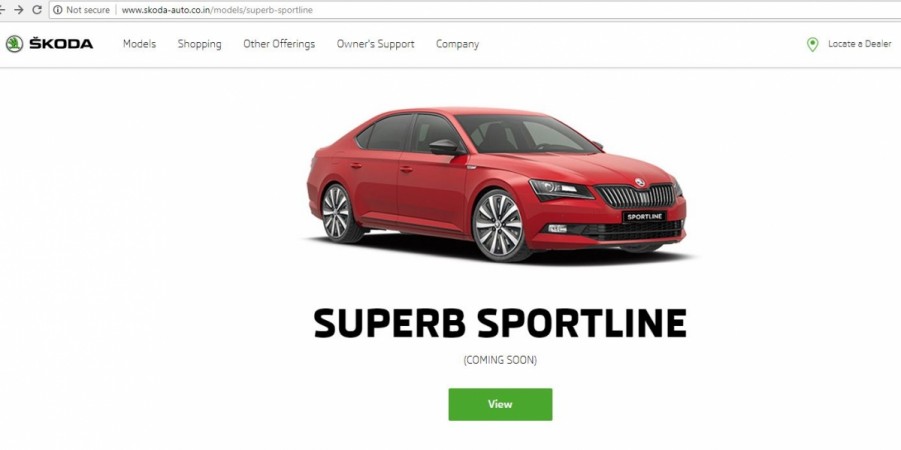 Skoda Superb Sportline listed in India website Skoda Superb Sportline