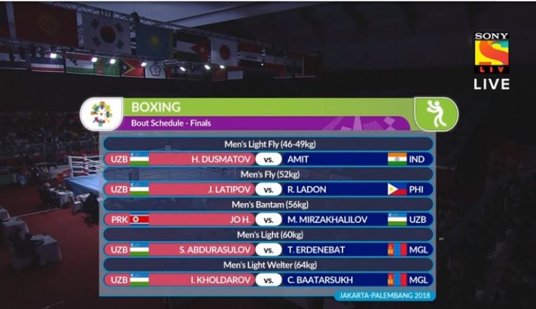 Amit Panghal boxing final bout line-up. Asian Games