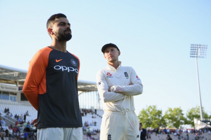 India captain Virat Kohli and his English counterpart Joe Root after the fourth day's play at Southampton. Virat Kohli