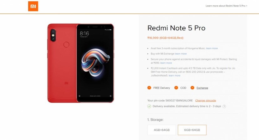 Xiaomi Redmi Note 5 Pro Red Edition is currently available on Mi.com store and will soon be made available on Flipkart. Xiaomi, Redmi Note 5 Pro, Red Edition, launch, India