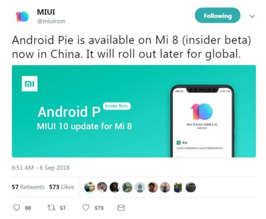 Xiaomi Mi 8 has received Android Pie-based MIUI 10.9.6 update Xiaomi, Mi 8, Android Pie, MIUI 10