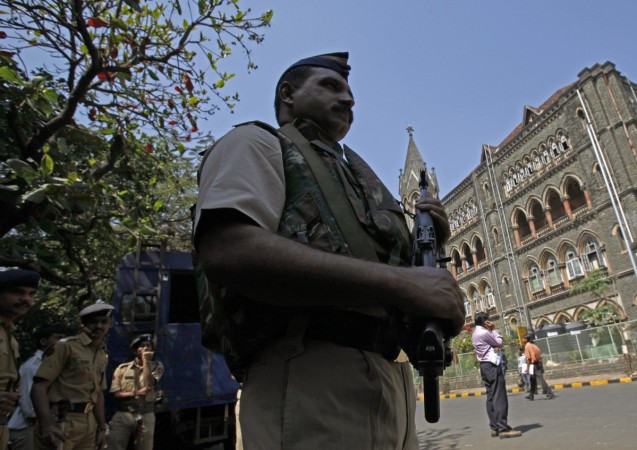 A policeman standing guard outside the Bombay High Court bombay high court