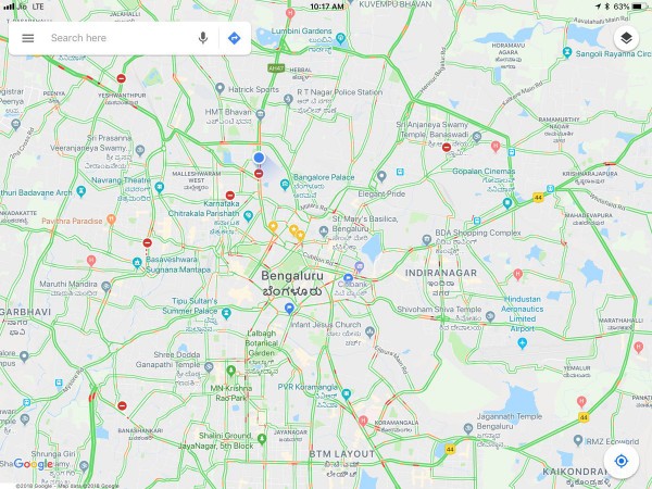 A map of the traffic condition on Monday shared by Additional CP traffic, R Hitendra on twitter. bangalore traffic