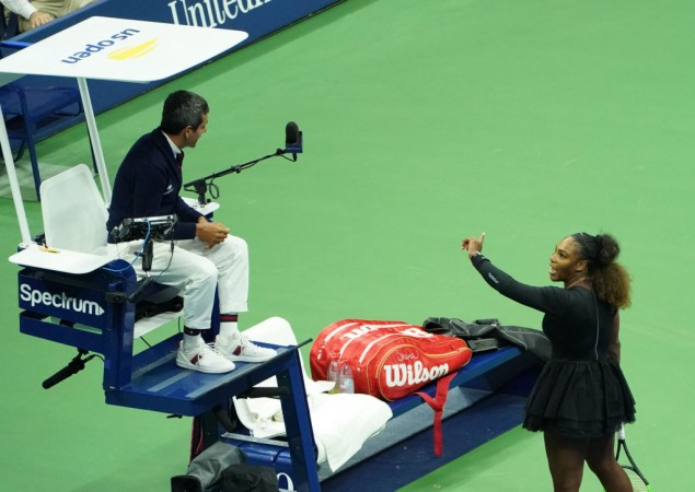 Serena Williams argues with chair umpire Carlos Ramos during US Open 2018 final on Saturday. Serena Williams