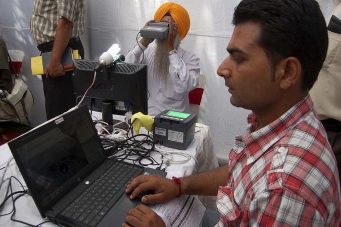 An enrollment in progress for making Aadhaar. aadhaar
