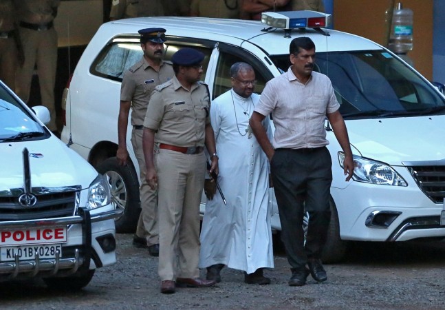 Bishop Franco Mulakkal (2nd R), accused of raping a nun, is pictured outside a crime branch office on the outskirts of Kochi in the southern state of Kerala, India, September 19, 2018. Picture taken September 19, 2018. Bishop Franco Mulakkal