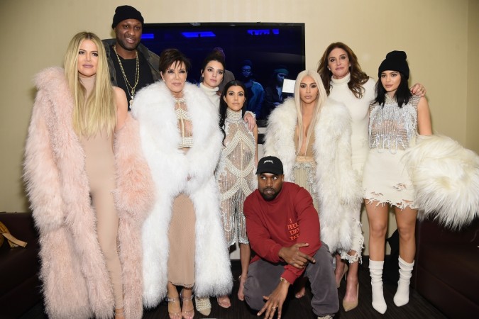 (L-R) Khloe Kardashian, Lamar Odom, Kris Jenner, Kendall Jenner, Kourtney Kardashian, Kanye West, Kim Kardashian, Caitlin Jenner and Kylie Jenner attend Kanye West Yeezy Season 3 on February 11, 2016 in New York City. Kardashians