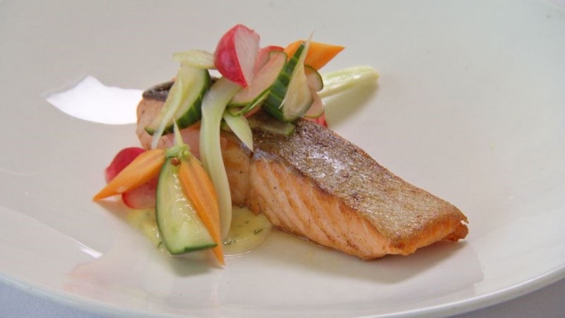 Seared Salmon with Pickles and Aioli Seared Salmon with Pickles and Aioli